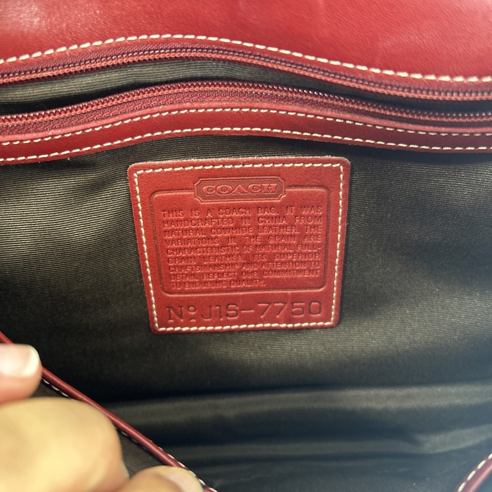 Coach Bag Leather Red #7750 Shoulder Cross Body Bag - Picture 10 of 13